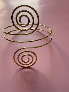 Gold Spiral Arm Cuff / Bicep Bracelet Statement Jewelry